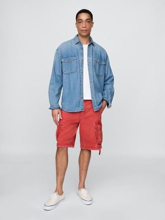 Shorts cargo baggy de sarja