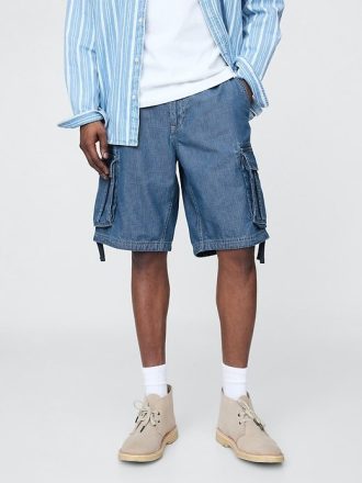 Shorts cargo jeans largos de 11″