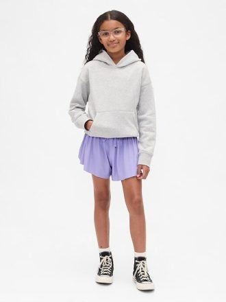 Shorts de corrida infantil com bainha borboleta