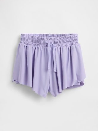Shorts de corrida infantil com bainha borboleta