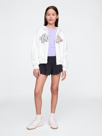 Shorts de corrida infantil com bainha borboleta e secagem rápida