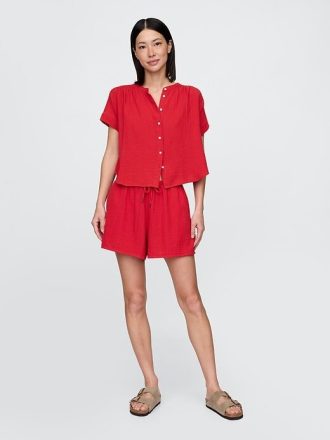 Shorts de gaze de algodão Easy