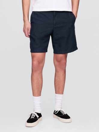 Shorts de linho e algodão de 8″