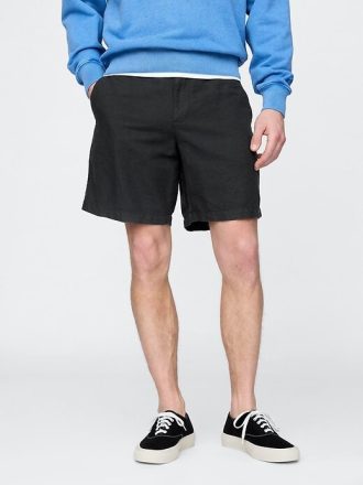 Shorts de linho e algodão de 8″