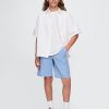 Shorts de linho e algodão infantil de 8″