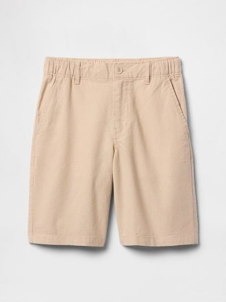 Shorts de linho e algodão infantil de 8″