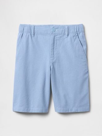 Shorts de linho e algodão infantil de 8″