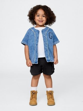 Shorts de moletom cargo vintage macio para bebês e crianças pequenas