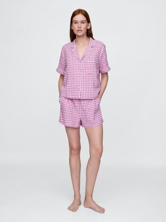 Shorts de pijama de linho misto