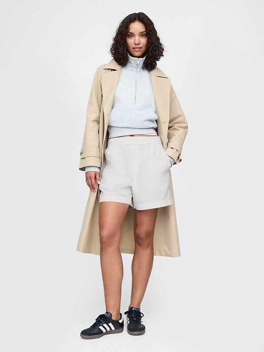 Shorts de popeline listrados de algodão orgânico Shorts de popeline listrados de algodão orgânico