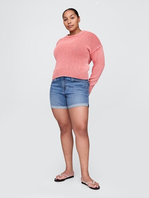 Shorts jeans de cintura média estilo namorada de 5″ Shorts jeans de cintura média estilo namorada de 5″