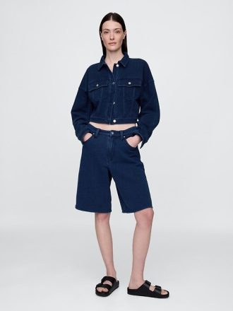 Shorts jeans French Terry de cintura média de 11″