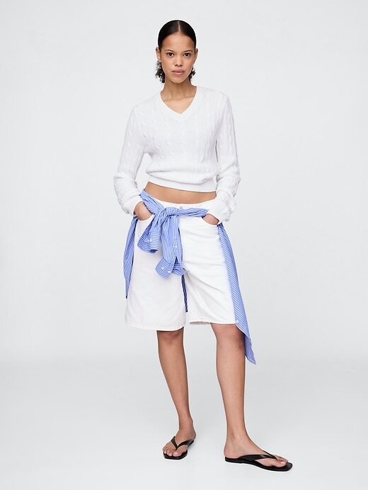 Shorts jeans longo de cintura média de 11″ Shorts jeans longo de cintura média de 11″