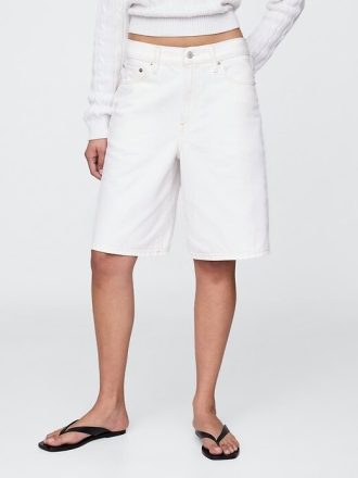 Shorts jeans longo de cintura média de 11″