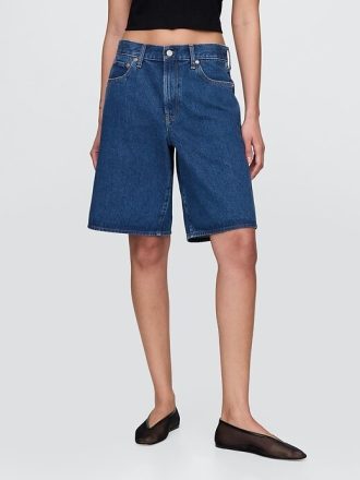 Shorts jeans longo de cintura média de 11″