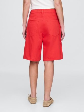 Shorts jeans ultramacio de cintura média de 11″ com comprimento longo