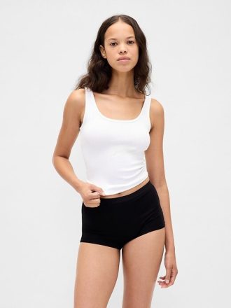 Shorty de cintura alta em algodão orgânico elástico