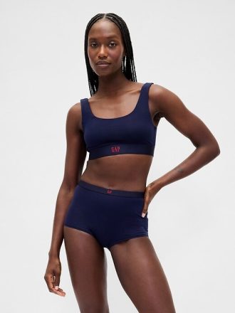 Shorty de cintura alta em algodão orgânico elástico