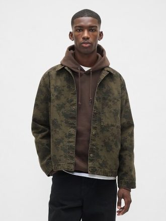 Sobrecamisa jeans de lona floral