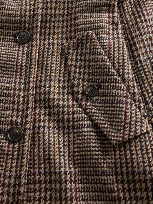 Sobretudo trench coat espinha de peixe de mistura de lã Sobretudo trench coat espinha de peixe de mistura de lã