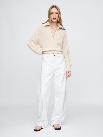 Suéter 100% algodão com meio zíper