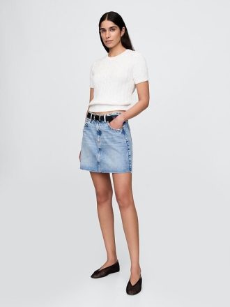 Suéter curto 100% algodão com tricô trançado