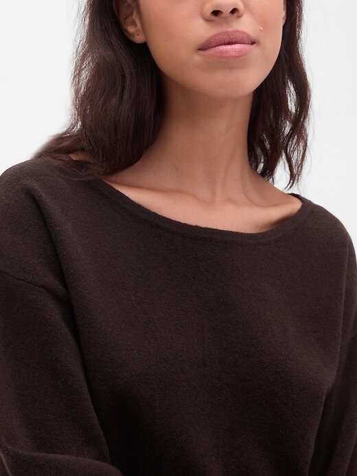 Suéter curto CashSoft Stretch com manga lanterna Suéter curto CashSoft Stretch com manga lanterna