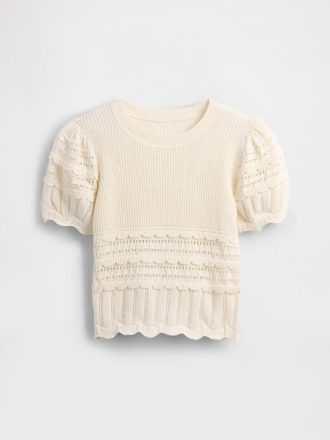 Suéter infantil com ponto misto e vieira