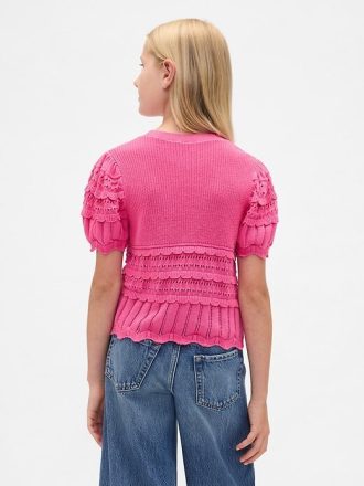 Suéter infantil com ponto misto e vieira