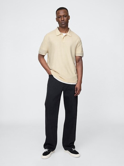 Suéter Polo de Crochê Texturizado Suéter Polo de Crochê Texturizado