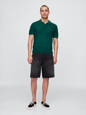 Suéter Polo de Crochê Texturizado