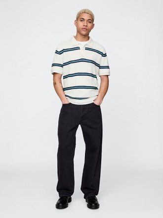 Suéter Polo de Crochê Texturizado