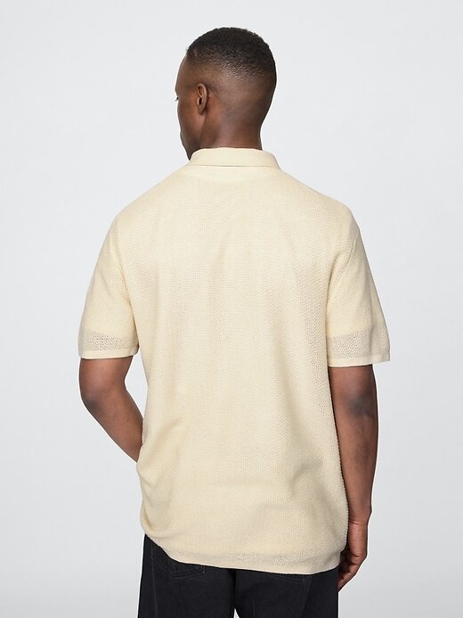 Suéter Polo de Crochê Texturizado Suéter Polo de Crochê Texturizado