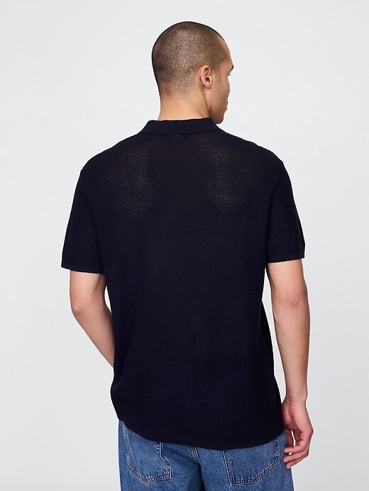 Suéter Polo de Crochê Texturizado Suéter Polo de Crochê Texturizado