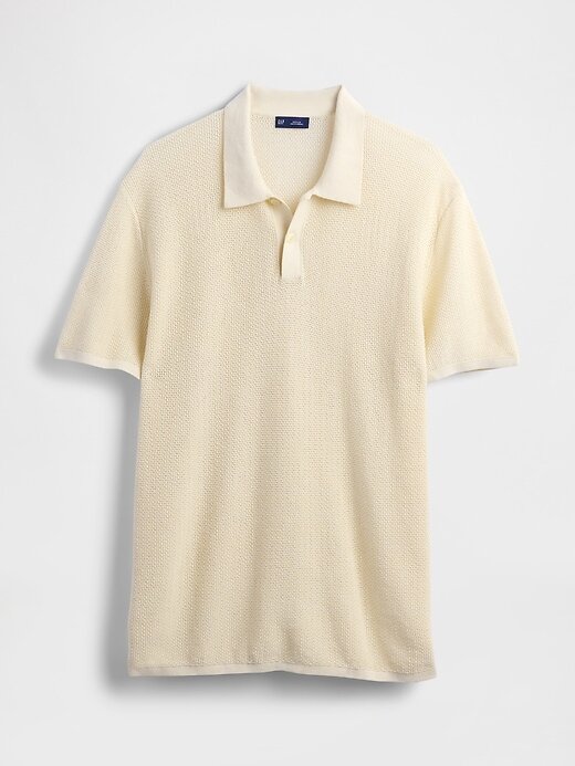 Suéter Polo de Crochê Texturizado Suéter Polo de Crochê Texturizado