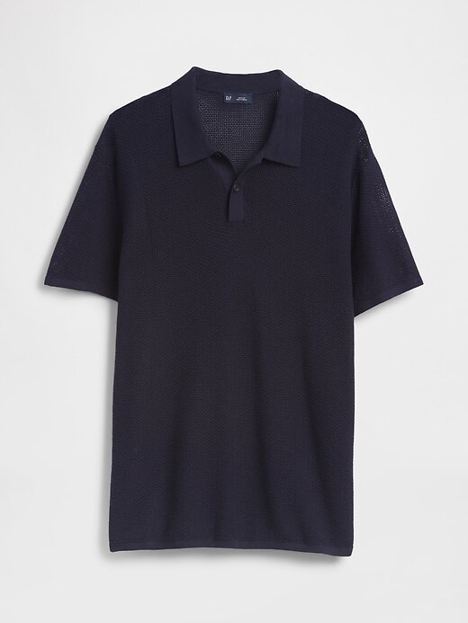 Suéter Polo de Crochê Texturizado Suéter Polo de Crochê Texturizado