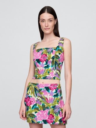 Top curto de linho misto