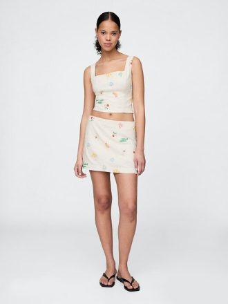 Top curto de linho misto