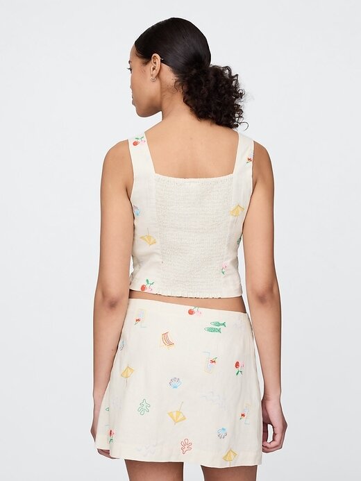 Top curto de linho misto Top curto de linho misto