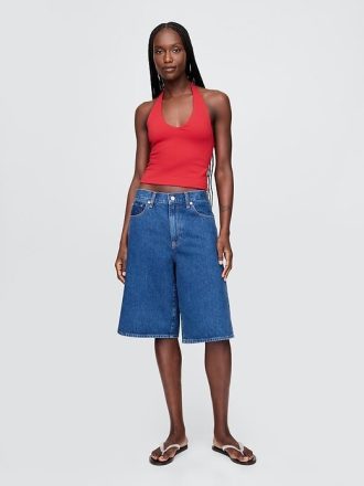 Top curto Halter de malha fechada