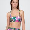 Top de biquíni bandeau com blocos de cores
