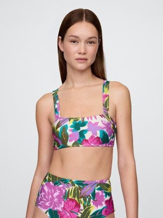 Top de biquíni bandeau com blocos de cores
