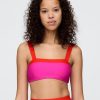 Top de biquíni bandeau com blocos de cores