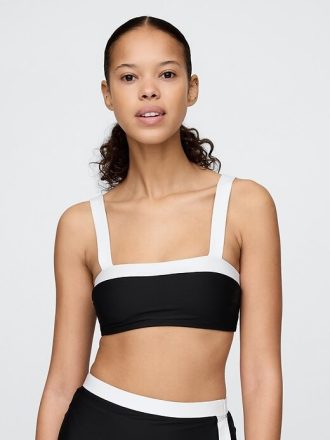 Top de biquíni bandeau com blocos de cores