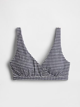 Top de biquíni cruzado com estampa xadrez xadrez