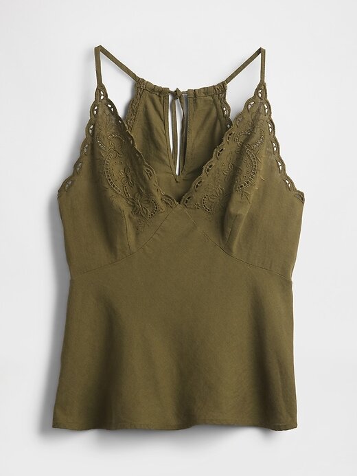 Top Halter Bordado em Mistura de Linho Top Halter Bordado em Mistura de Linho