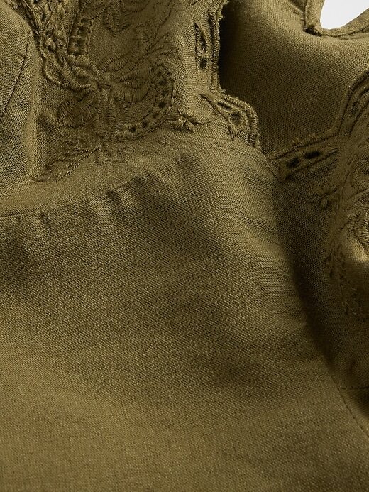 Top Halter Bordado em Mistura de Linho Top Halter Bordado em Mistura de Linho