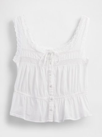 Top peplum com acabamento em renda