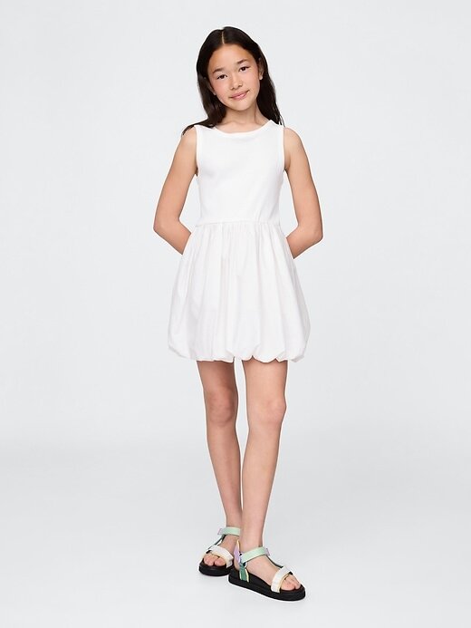 Vestido bolha infantil com técnica mista Vestido bolha infantil com técnica mista