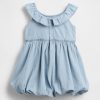 Vestido bolha jeans para bebês e crianças pequenas